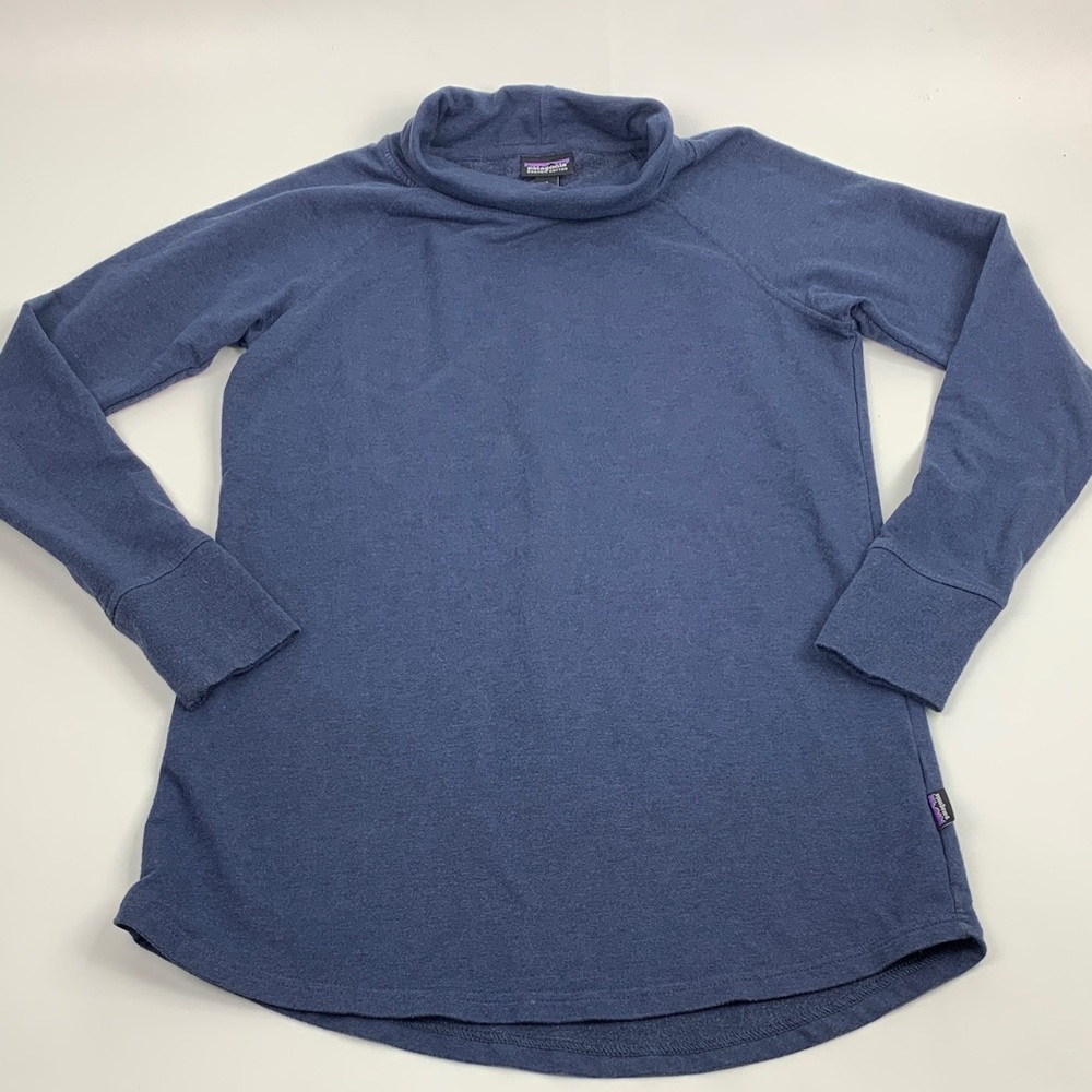 Patagonia Denim Slate Blue Turtleneck Long Sleeve Organic Cotton Size Small